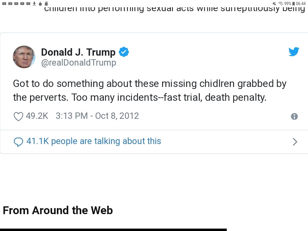 President Trump called for the death penalty for pedophiles. Blank Meme Template