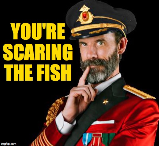 captain obvious | YOU'RE SCARING THE FISH | image tagged in captain obvious | made w/ Imgflip meme maker