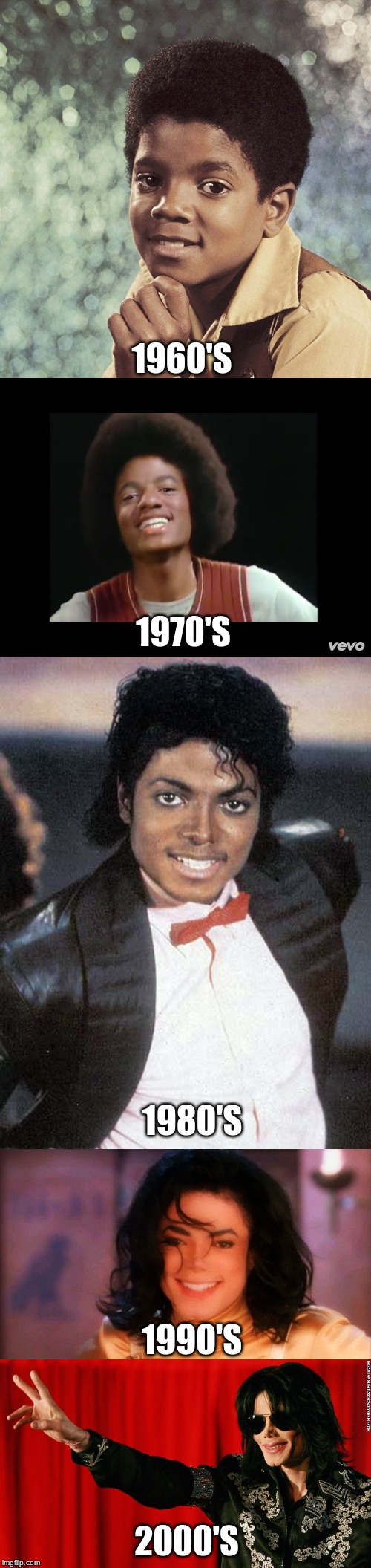 Happy 61st birthday, Michael Jackson! | 1970'S; 1960'S; 1980'S; 1990'S; 2000'S | image tagged in memes,michael jackson,birthday,throwback thursday | made w/ Imgflip meme maker