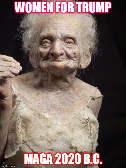 Sexy old woman | WOMEN FOR TRUMP; MAGA 2020 B.C. | image tagged in sexy old woman | made w/ Imgflip meme maker