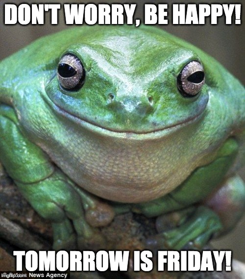 DON'T WORRY, BE HAPPY! TOMORROW IS FRIDAY! | made w/ Imgflip meme maker