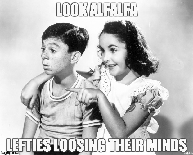 Elizabeth Taylor look | LOOK ALFALFA LEFTIES LOOSING THEIR MINDS | image tagged in elizabeth taylor look | made w/ Imgflip meme maker