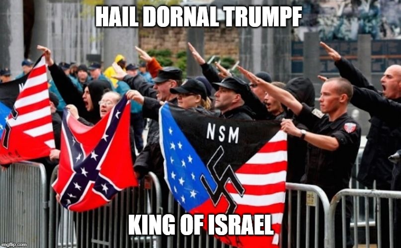 alt-right Nazis Trump | HAIL DORNAL TRUMPF; KING OF ISRAEL | image tagged in alt-right nazis trump | made w/ Imgflip meme maker