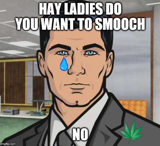 Archer Meme | HAY LADIES DO YOU WANT TO SMOOCH; NO | image tagged in memes,archer | made w/ Imgflip meme maker
