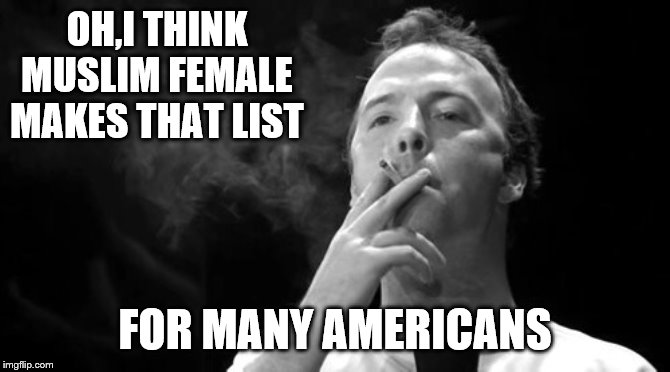 OH,I THINK MUSLIM FEMALE MAKES THAT LIST FOR MANY AMERICANS | made w/ Imgflip meme maker