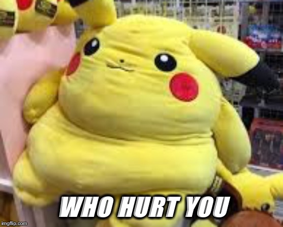 WHO HURT YOU | image tagged in who hurt you,sad pickachu,fat pickachu,fun,memes | made w/ Imgflip meme maker