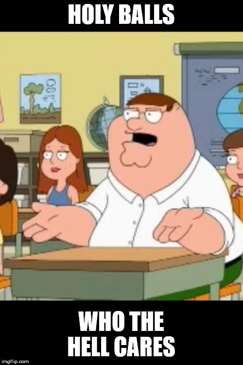 Who the hell cares? | HOLY BALLS WHO THE HELL CARES | image tagged in who the hell cares | made w/ Imgflip meme maker
