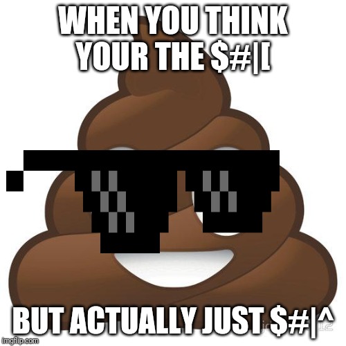 poop | WHEN YOU THINK YOUR THE $#|[; BUT ACTUALLY JUST $#|^ | image tagged in poop | made w/ Imgflip meme maker