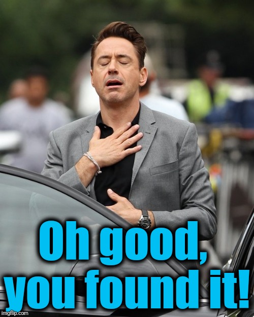 Relief | Oh good,  you found it! | image tagged in relief | made w/ Imgflip meme maker
