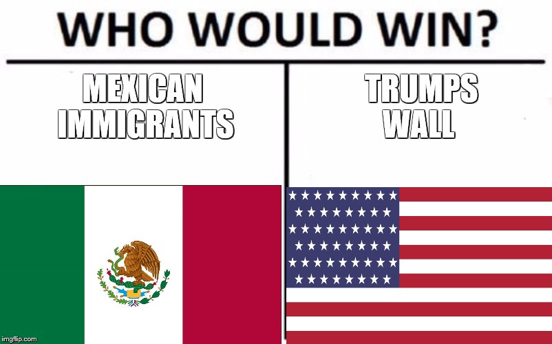 my money is on the mexicans | MEXICAN
 IMMIGRANTS; TRUMPS
WALL | image tagged in donald trump,government,area 51,fortnite,memes | made w/ Imgflip meme maker