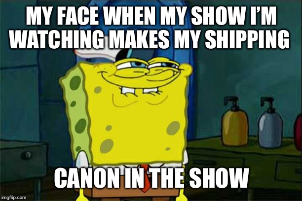 My face | MY FACE WHEN MY SHOW I’M WATCHING MAKES MY SHIPPING; CANON IN THE SHOW | image tagged in memes,dont you squidward | made w/ Imgflip meme maker