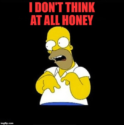 Homer Simpson Retarded | I DON'T THINK AT ALL HONEY | image tagged in homer simpson retarded | made w/ Imgflip meme maker