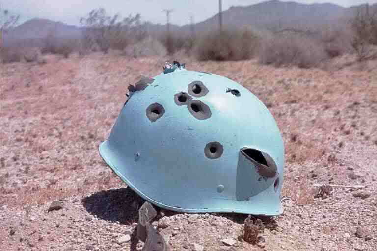 Bullet holes in blue helmet Blank Meme Template