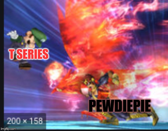 Falcon A Punch 2 | T SERIES; PEWDIEPIE | image tagged in falcon punch,t series,pewdiepie | made w/ Imgflip meme maker