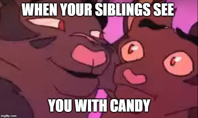When your... | WHEN YOUR SIBLINGS SEE; YOU WITH CANDY | image tagged in when your | made w/ Imgflip meme maker