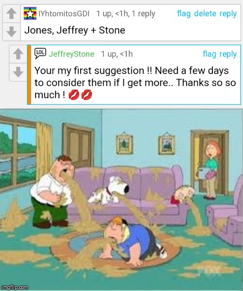 Getting JeffreyStoned | image tagged in family guy barfing | made w/ Imgflip meme maker