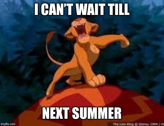 i just can't wait to be king | I CAN’T WAIT TILL NEXT SUMMER | image tagged in i just can't wait to be king | made w/ Imgflip meme maker