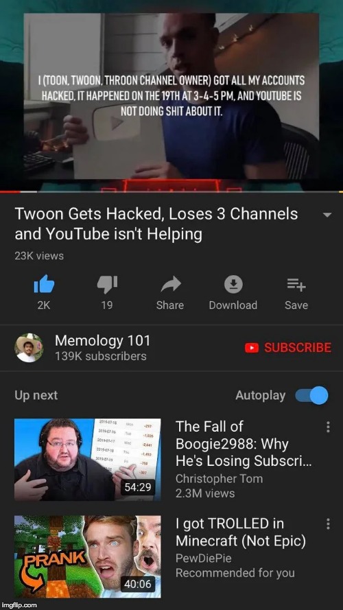 TWOONs' three youtube channels got hackd and now he can't do anything those channels were his only means of income so share this | image tagged in help this man,twoon,memes,funny,youtube,hackerman | made w/ Imgflip meme maker