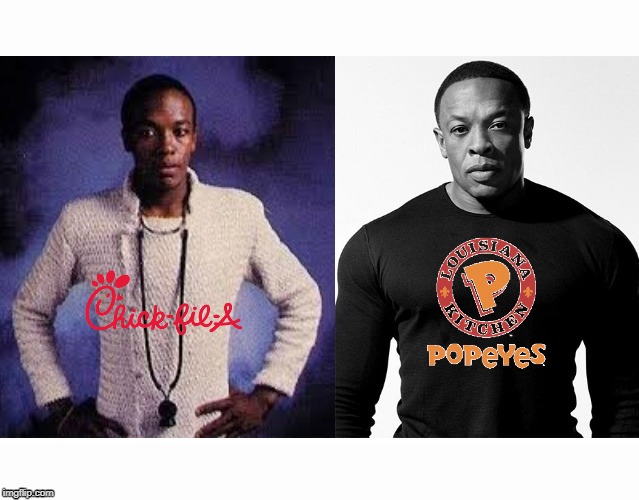 Dr. Dre Popeyes vs. Chic Fil a Blank Meme Template