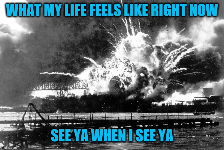 Love ya guys | WHAT MY LIFE FEELS LIKE RIGHT NOW; SEE YA WHEN I SEE YA | image tagged in scrude | made w/ Imgflip meme maker