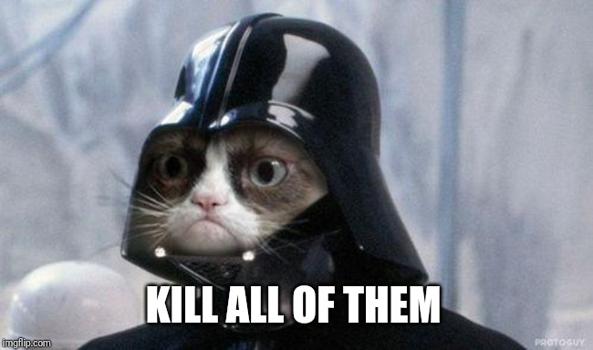 Grumpy Cat Star Wars | KILL ALL OF THEM | image tagged in memes,grumpy cat star wars,grumpy cat | made w/ Imgflip meme maker
