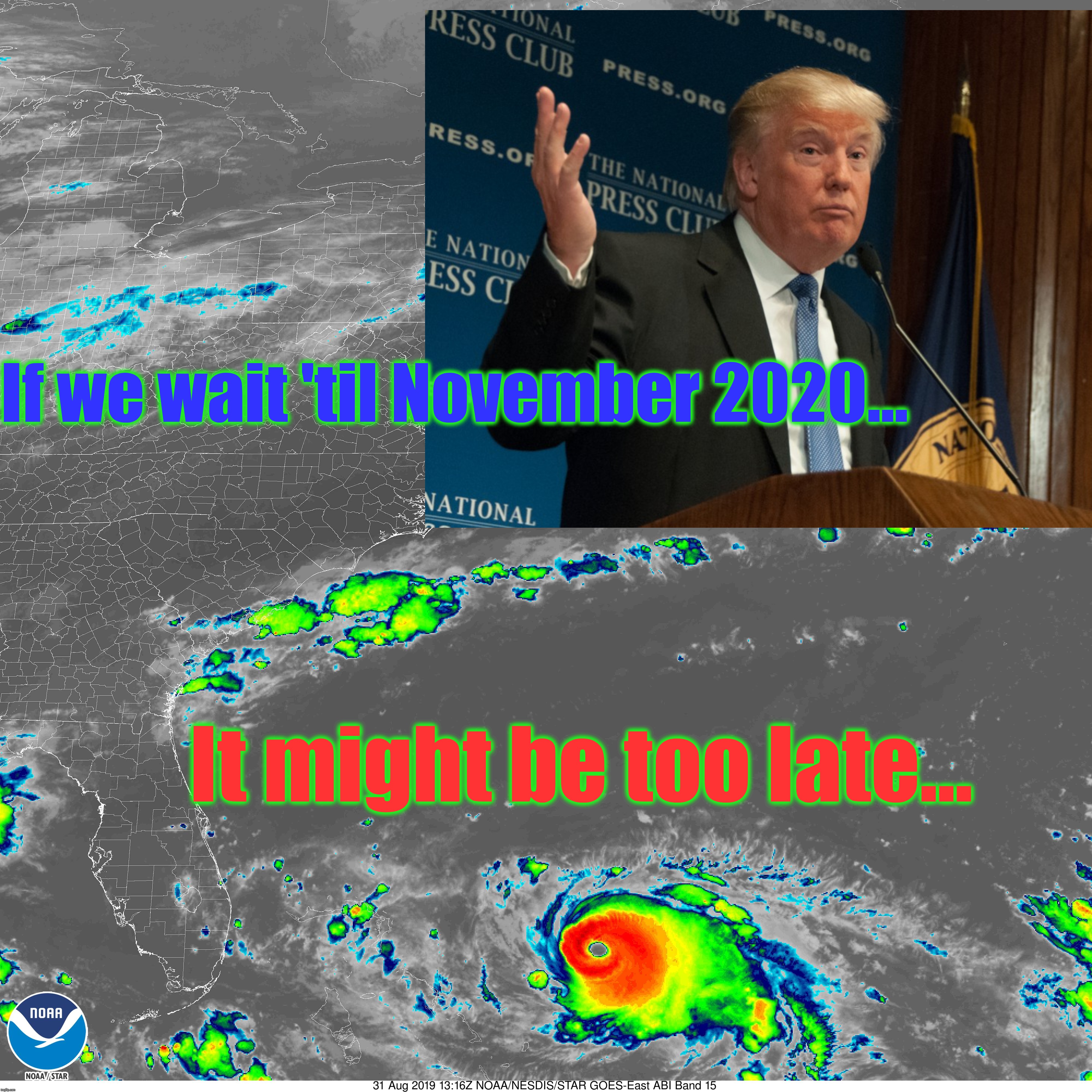 If we wait 'til November 2020... It might be too late... | made w/ Imgflip meme maker