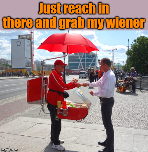 It comes with a special sauce. |  Just reach in there and grab my wiener | image tagged in wiener,play on words,funny | made w/ Imgflip meme maker