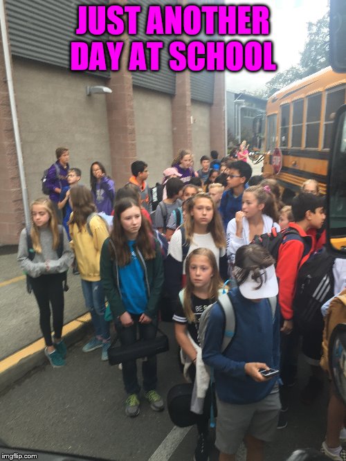 Schools Almost in session | JUST ANOTHER DAY AT SCHOOL | image tagged in school,middle school,imfrosty | made w/ Imgflip meme maker