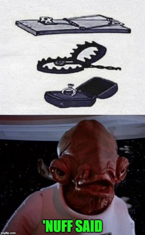 The resemblance is uncanny! | 'NUFF SAID | image tagged in admiral ackbar,memes,it's a trap,funny,engagements,traps | made w/ Imgflip meme maker