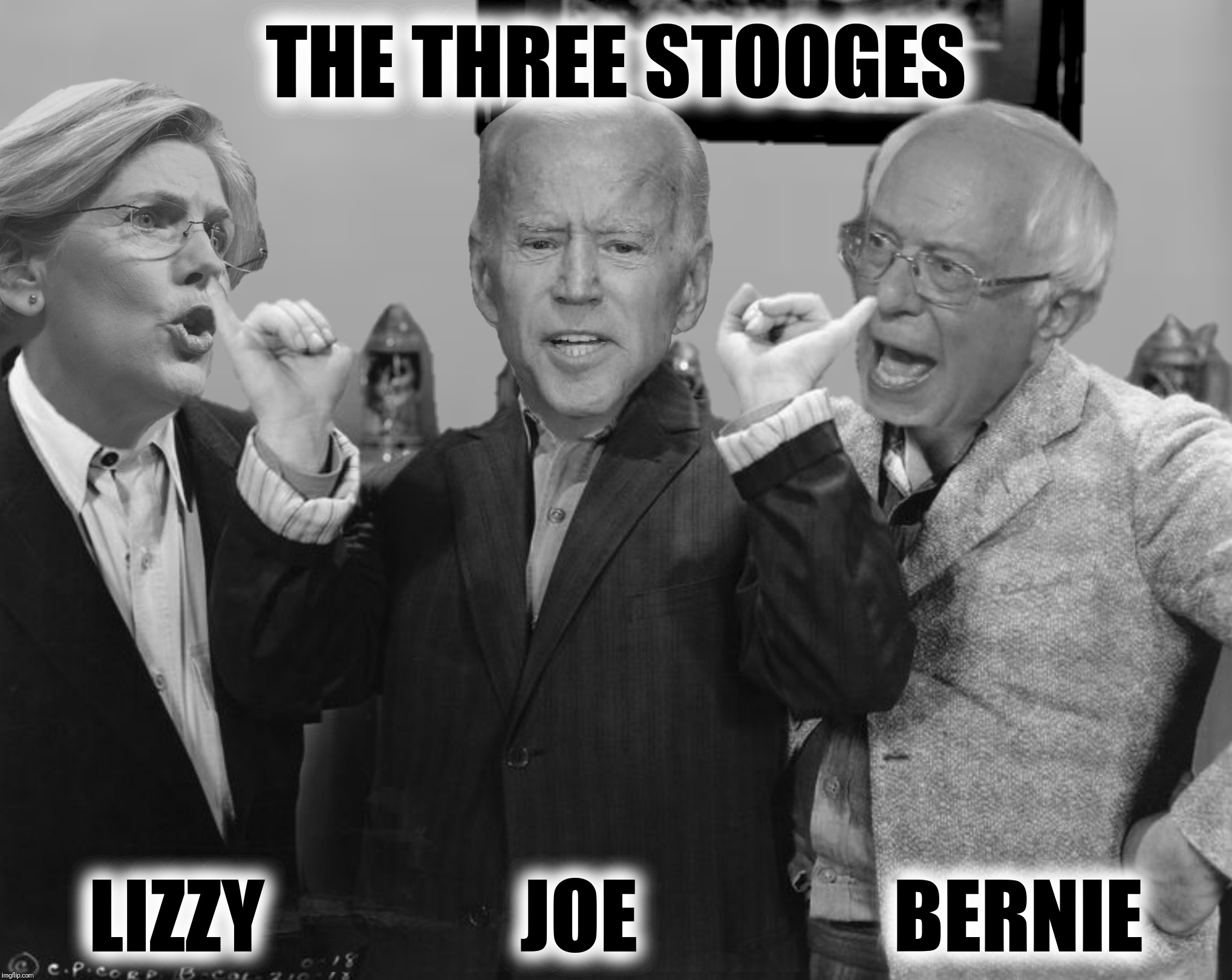 THE THREE STOOGES; LIZZY JOE BERNIE image tagged in bad photoshop sunday,th...