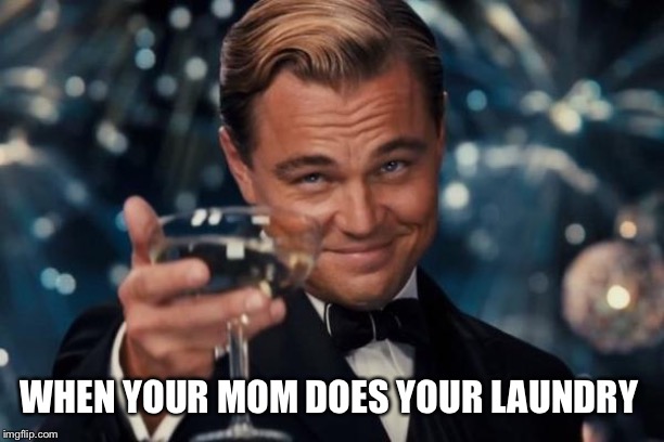 Leonardo Dicaprio Cheers Meme | WHEN YOUR MOM DOES YOUR LAUNDRY | image tagged in memes,leonardo dicaprio cheers | made w/ Imgflip meme maker