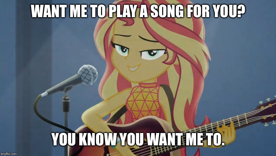 Sunset on Guitar | WANT ME TO PLAY A SONG FOR YOU? YOU KNOW YOU WANT ME TO. | image tagged in sunset on guitar | made w/ Imgflip meme maker