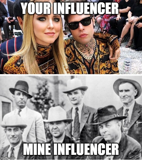 your influencer/mine influencer | YOUR INFLUENCER; MINE INFLUENCER | image tagged in old fashioned | made w/ Imgflip meme maker