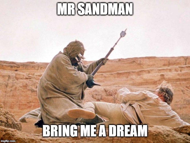 Star Wars Sandpeople/Tusken Raiders Luke Skywalker | MR SANDMAN BRING ME A DREAM | image tagged in star wars sandpeople/tusken raiders luke skywalker | made w/ Imgflip meme maker