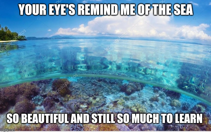 YOUR EYE'S REMIND ME OF THE SEA; SO BEAUTIFUL AND STILL SO MUCH TO LEARN | image tagged in memes,relationship memes,babe,sweet memes,for her,breathtaking | made w/ Imgflip meme maker