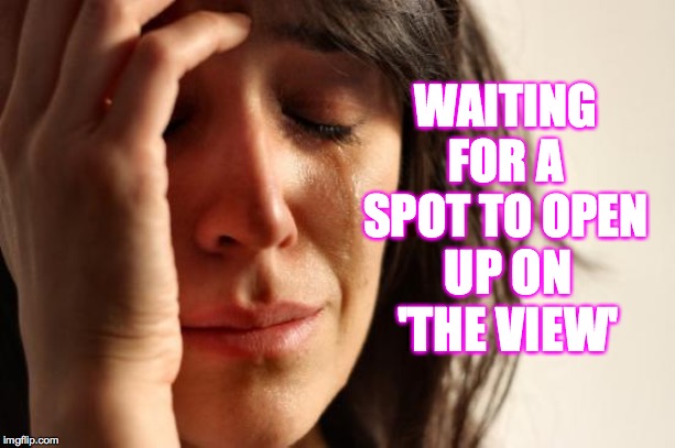 First World Problems Meme | WAITING FOR A SPOT TO OPEN UP ON 'THE VIEW' | image tagged in memes,first world problems | made w/ Imgflip meme maker