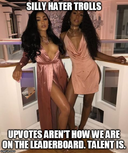 SILLY HATER TROLLS; UPVOTES AREN'T HOW WE ARE ON THE LEADERBOARD. TALENT IS. | made w/ Imgflip meme maker