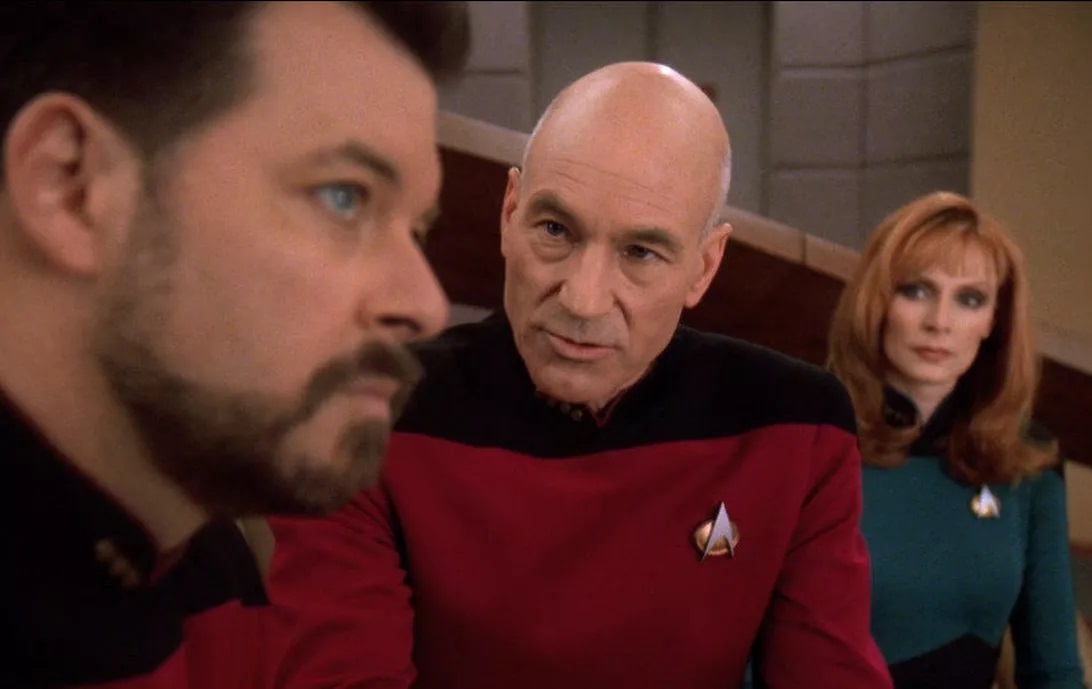 Picard, Dr. Crusher and Riker Concerned Blank Meme Template