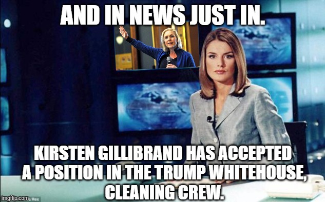 It's the only way that flip floper was going to be working in the White house. | image tagged in kirsten gillibrand,failed | made w/ Imgflip meme maker