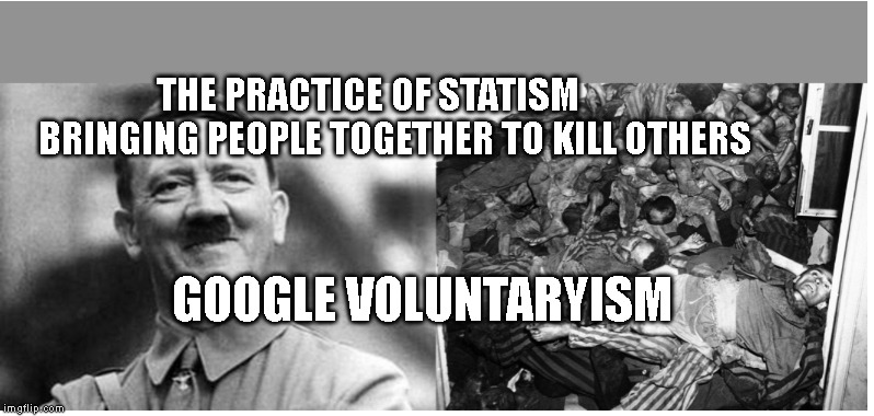 Hitler vs Jews | THE PRACTICE OF STATISM             BRINGING PEOPLE TOGETHER TO KILL OTHERS; GOOGLE VOLUNTARYISM | image tagged in hitler vs jews | made w/ Imgflip meme maker
