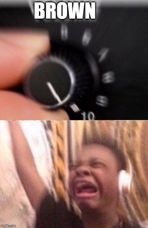 Turn up the volume | BROWN | image tagged in turn up the volume | made w/ Imgflip meme maker