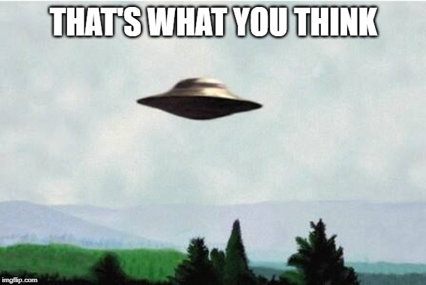 X files spaceship I want to believe | THAT'S WHAT YOU THINK | image tagged in x files spaceship i want to believe | made w/ Imgflip meme maker
