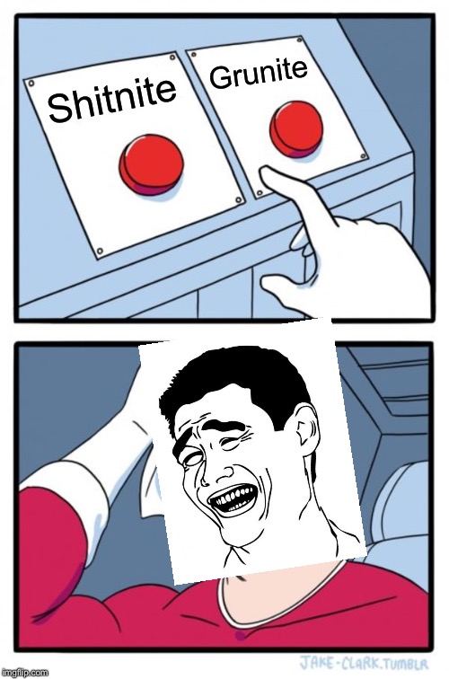 Two Buttons Meme | Shitnite Grunite | image tagged in memes,two buttons | made w/ Imgflip meme maker