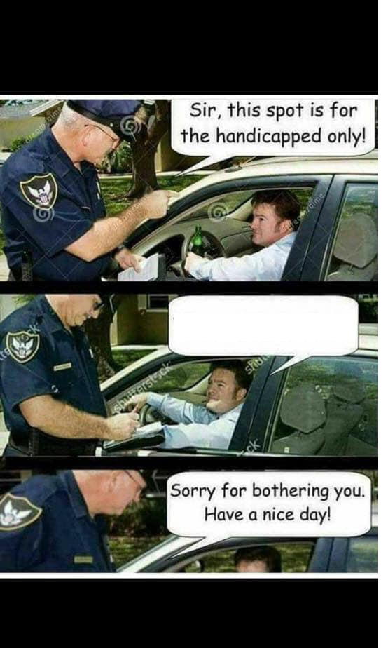 High Quality Handicapped parking cop Blank Meme Template