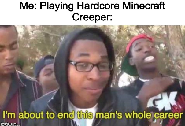 Aww Man | Me: Playing Hardcore Minecraft
Creeper: | image tagged in memes | made w/ Imgflip meme maker