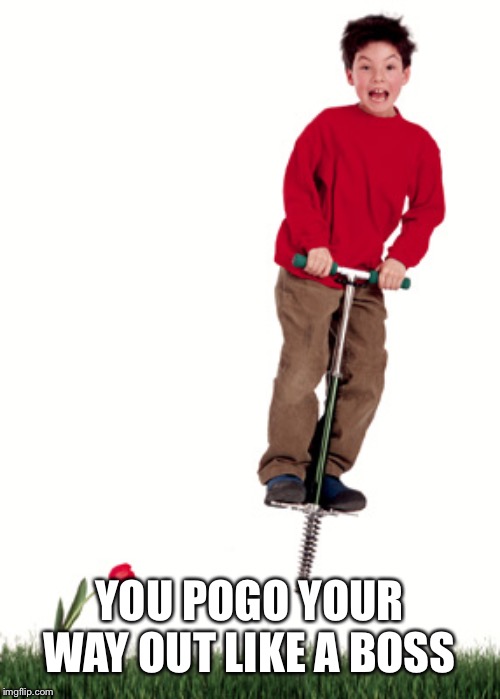 Pogo Stick | YOU POGO YOUR WAY OUT LIKE A BOSS | image tagged in pogo stick | made w/ Imgflip meme maker