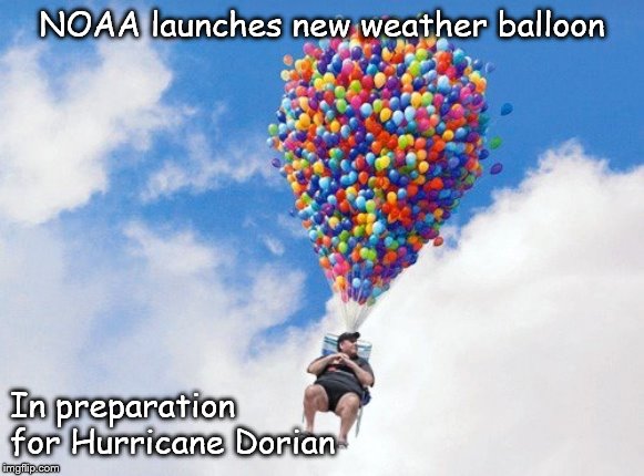 NOAA launches new weather balloon; In preparation for Hurricane Dorian | image tagged in christie,beach chair,hurricane dorian | made w/ Imgflip meme maker