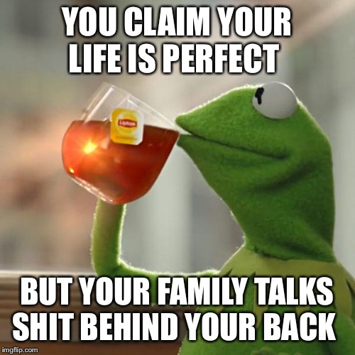 But That's None Of My Business | YOU CLAIM YOUR LIFE IS PERFECT; BUT YOUR FAMILY TALKS SHIT BEHIND YOUR BACK | image tagged in memes,but thats none of my business,kermit the frog | made w/ Imgflip meme maker