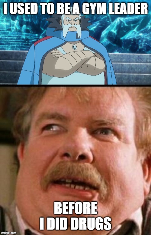 Wulfric is Vernon confirmed | I USED TO BE A GYM LEADER; BEFORE I DID DRUGS | image tagged in pokemon x and y,look at this dude,don't do drugs,harry potter,vernon dursley,wuflric | made w/ Imgflip meme maker