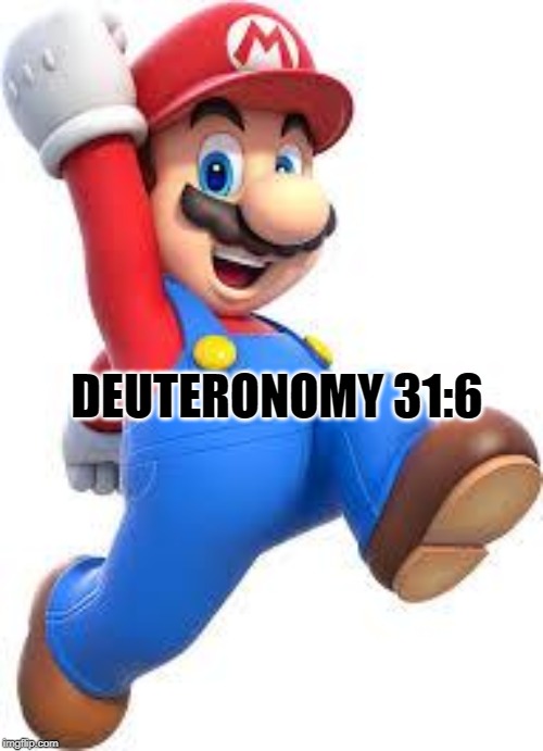 mario | DEUTERONOMY 31:6 | image tagged in mario | made w/ Imgflip meme maker